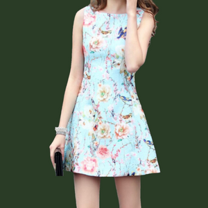 Midasen Pastel Winery Fit&Flare Floral Mini Dress SZ M